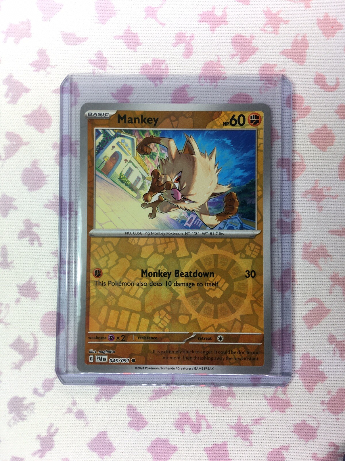 Mankey 45/91 Reverse Holo NM Scarlet & Violet (Paldean Fates) Pokemon Card