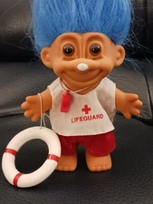 Russ Lifeguard Troll Doll #18530, Red Whistle, Life Saver, Blue Hair, Summer Fun