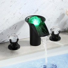 LED Basin Faucet Waterfall Sink Tap Brass Temperatures Color Change Basin Mixer