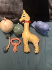 Lot of 8 Vintage Baby Rattles and Teething Ring 