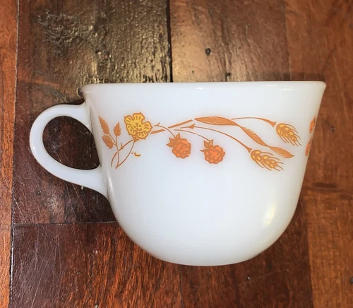 Vintage Pyrex Harvest Home Milk Glass Coffee Tea Cup Mug 6 oz