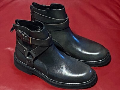 $275 Karl Lagerfeld Paris Mens Moto Harness Boot LF1B1208 | Black | EU 41D US 8M