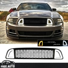 Fits 2013 2014 Ford Mustang Non-shelby Unpainted Front Bumper Grille W Led