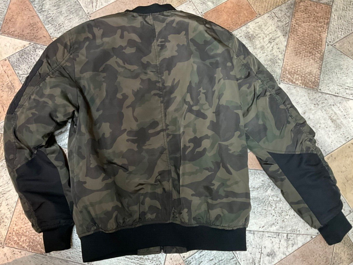 PULL\u0026BEAR OUTERWEAR DPT. FITS LARGE ALL WEATHER GEAR JACKET BOMBER CAMO RIB  | eBay