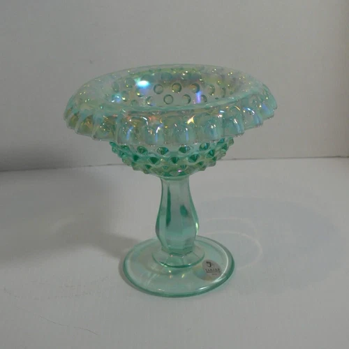 Fenton Willow Green Hobnail Carnival Glass 3 Piece Fairy Lamp BASE ONLY