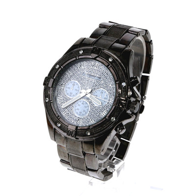Men's Heavy Metal Bezel Watch Hip Hop Iced Gun Finish Metal Link Band