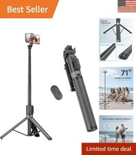 71 Phone Tripod Selfie Stick - Portable, Adjustable Lightweight Design