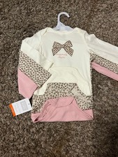 Just One You made by Carter's 3 Bodysuits Girls 18 Months Pink Cream Leopard Bow