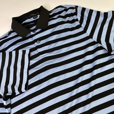 RLX Ralph Lauren Polo Shirt Mens Medium Blue Stripe Golf Performance Knit