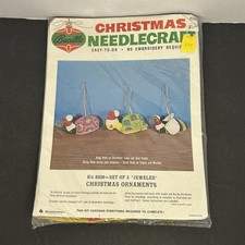 Vtg Bucilla Kit 8320 Jeweled Christmas Ornaments Felt 1971 Sealed Needlecraft