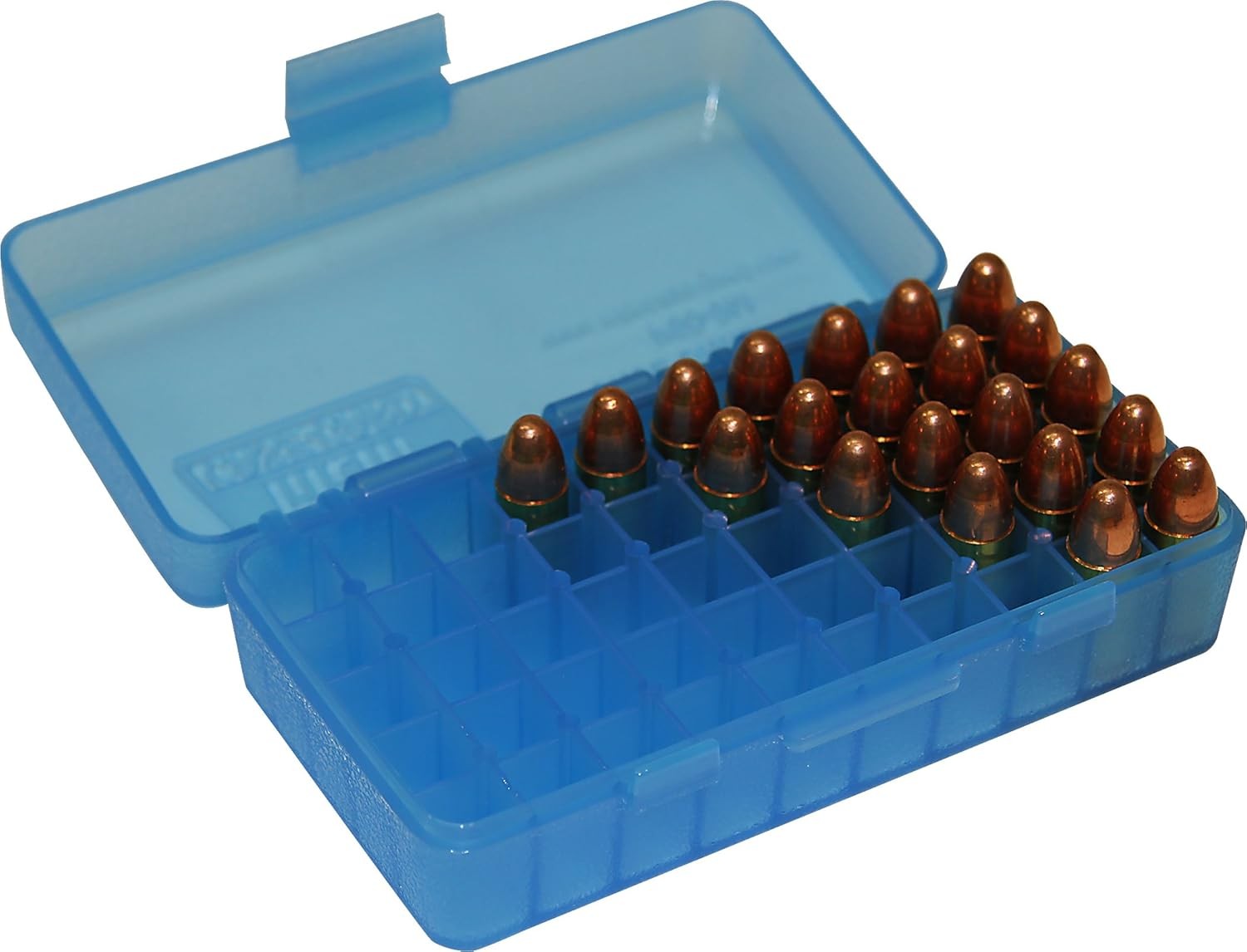 MTM Ammo Crate|Rugged Tactical Carrying Crate | Easy 50 Round, Clear Blue 