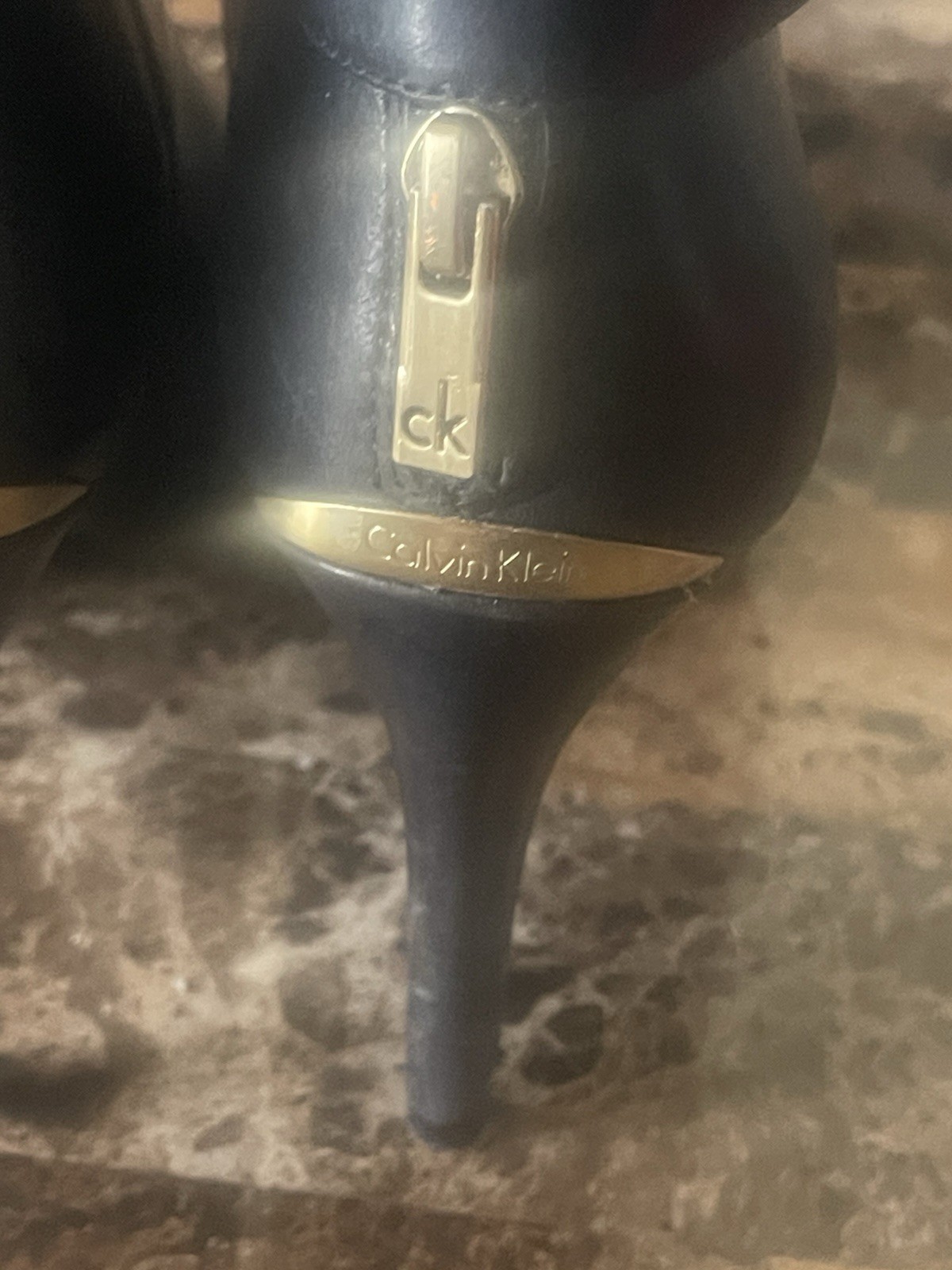 Calvin Klein's Black Leather Palisa Stiletto Heel Studded Ankle Booties Size 7.5 thumbnail 11