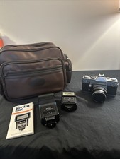 Vintage Petri FTX 35mm Camera Bundle w/ Vivitar 2500 Flash, Auto 215, and Bag