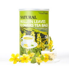 60 Mullein Leaf Tea Bags for Lungs, Vitalforest 100 Pure Mullein Mullins Detox