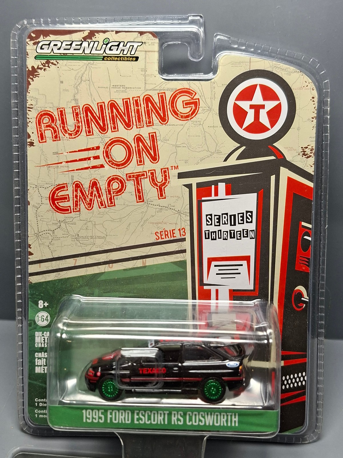 Ford Escort RS Cosworth Texaco Greenlight 1995 miniature de collection 1/64 Running On Empty NG17