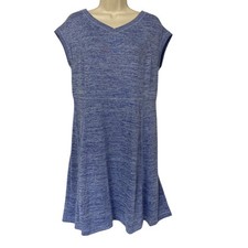 Talbots Dress Womens Small Heathered Blue Knit V Neck T-Shirt Casual Summer Fit