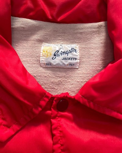 True Vintage 70s Dundee Demons Hockey Windbreaker Jacket Swingster Red Size L/XL - Picture 2 of 6