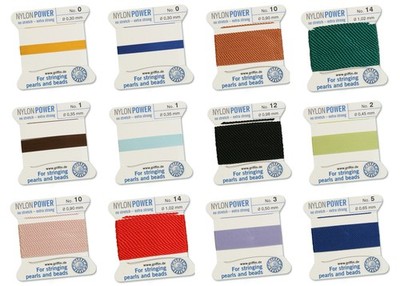 Griffin  PowerNylon Perlseide Faden mit Nadel 2m Länge * 1, 2, 3, 4, 6, 8 Größen