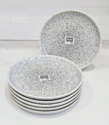 Denby 1809 Stoneware Dinner Plates Set 6 Grey Speckled 10  England New