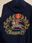 BURBERRY CREST LOGO  WOOL CASHMERE HOODED CAPE PONCHO NAVY KNITED — photo 5