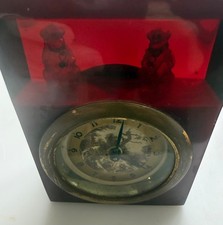 Catalin Bakelite Amber Cherry Clock w/Embedded Bears: Vtg. German