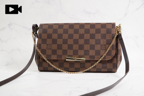 [EXCELLENT] LOUIS VUITTON Favorite MM N41129 Damier Ebene Crossbody Bag w/Box