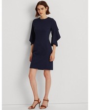 Lauren Ralph Lauren Ruffle-Sleeve Ponte Dress French Navy 8