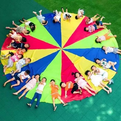 Multiple People Outdoor Camping Rainbow Umbrella Parachute Toy Jump-Sack Ballute