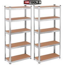 Metal Storage Shelving Unit 70x30x150cm Boltless Adjustable Pack of 2 ( Sliver)