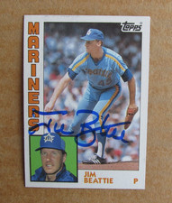 1984 TOPPS BASEBALL JIM BEATTIE #288 AUTOGRAPHED SIGNED CARD SEATTLE MARINERS