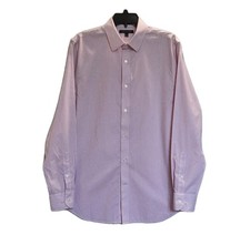 Men Banana Republic Non Iron LS Dress Shirt Slim Fit Pink Blue Micro Check Sz M