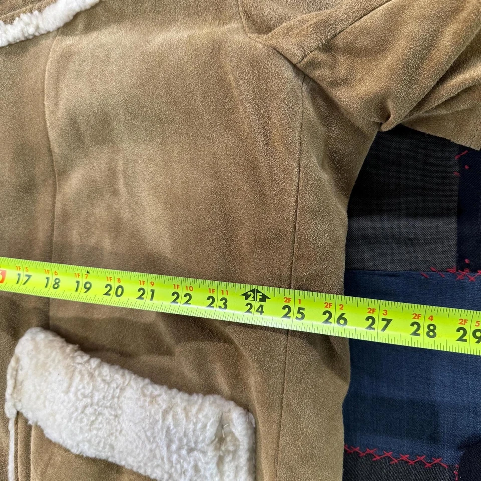 Vintage 70's Western Outdoor Sears Sherpa Fleece lined Suede Jacket Coat Size XL - Image 4 of 4