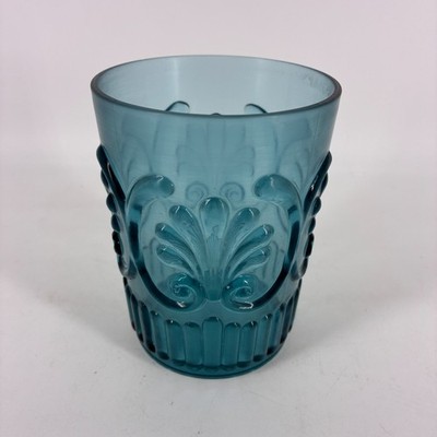 Vintage MCM Le Cadeaux Fleur Tumblers Blue Plastic Cup 4.5''