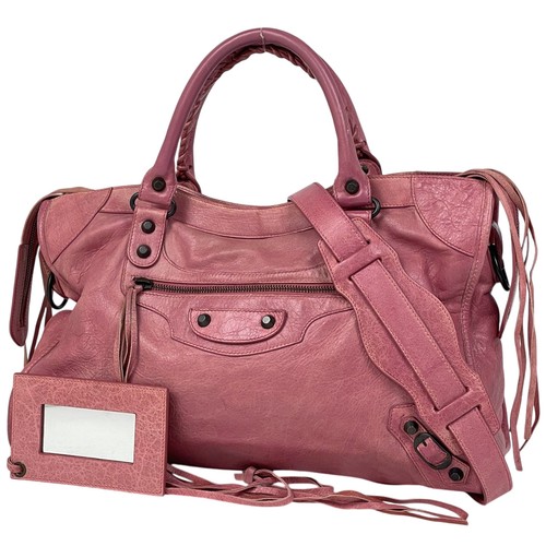 BALENCIAGA The city 2WAY Hand Bag leather Pink 115748 Women
