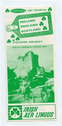 Irish Aer Lingus 1967 Escorted Cartans Tour Brochure Ireland Airline