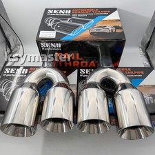 Quad 4 Out Chrome Exhaust Tip Staggered Lr Pair 2.5 Inlet Dual Wall Angle Cut