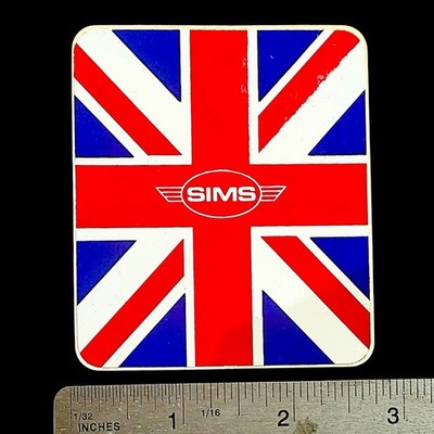 Vintage 1980s Sims Skateboard Sticker Union Jack Flag Winged Oval 