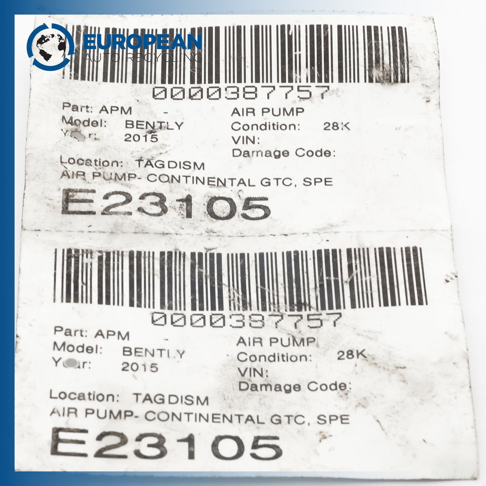 2012-2018 BENTLEY CONTINENTAL GTC Air Pump - OEM 079959231C / 079959231G SPEED