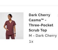 FIGS Dark Cherry Casma Top Medium Nepal Petite Jogger Scrub Pant Small Set