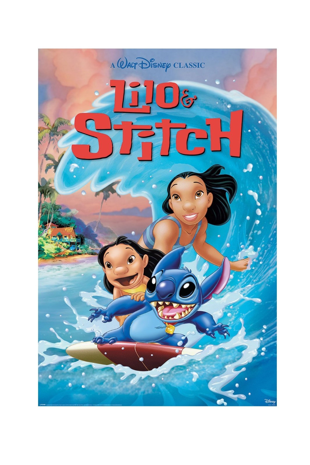 Disney Lilo y Stitch Póster 61x91.5 CM 61x91.4cm Nuevo Grande Ola Surf Película