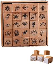 Artisanstamps Decorative Wood Stamps 25Pcs Featuring Flower, Mini, and Small Sta
