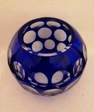 Antico Porta Candela Candeliere Vaso Vetro Molato a bolli Inizio '900 STUPENDO