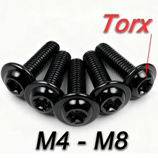 A2 Black Stainless Torx Socket Flanged Button Hexalobula Head Screws M4 M5 M6 M8