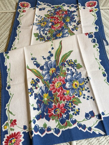 Vintage Printed Kitchen Cotton Dish Towel ~ Vibrant Beautiful Condition!
