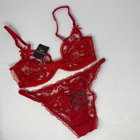 Agent Provocateur Denver Red Lace 34C/3 Set NWT