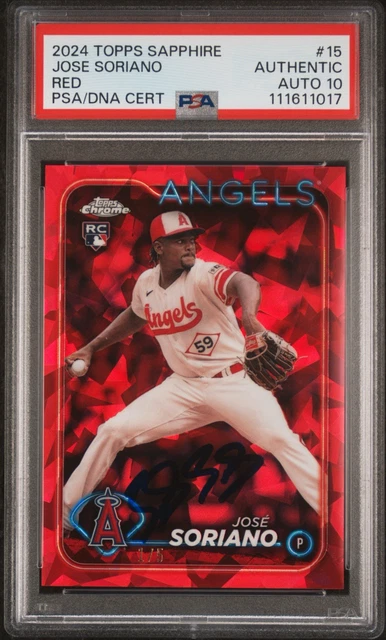 2024 Topps Chrome Sapphire Jose Soriano Red Refractor /5 PSA 10 Auto #15 RC