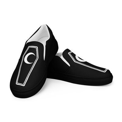 Coffin and Moon Goth Men s slip-on canvas shoes