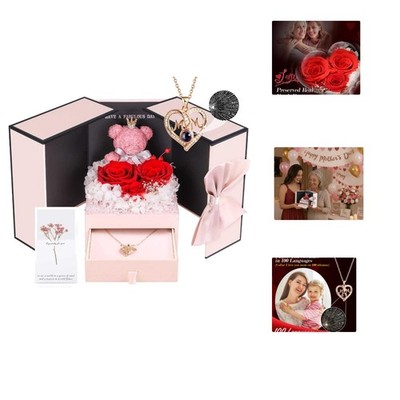 Heartfelt Gifts for Mom: Real Preserved Roses and I Love You Necklace Gift Set