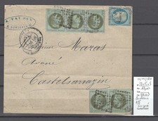 France  Lettre Bordeaux - Yvert 37 + 25 x 5 - Affranchissement composé - 09/1871