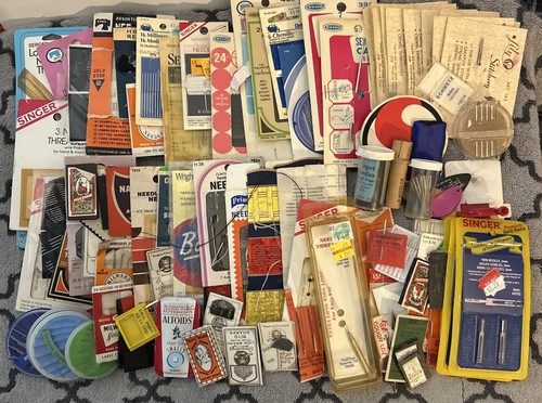 Huge Lot Vintage Sewing Needle Card Books Singer Boye Crowleys & Other Notions